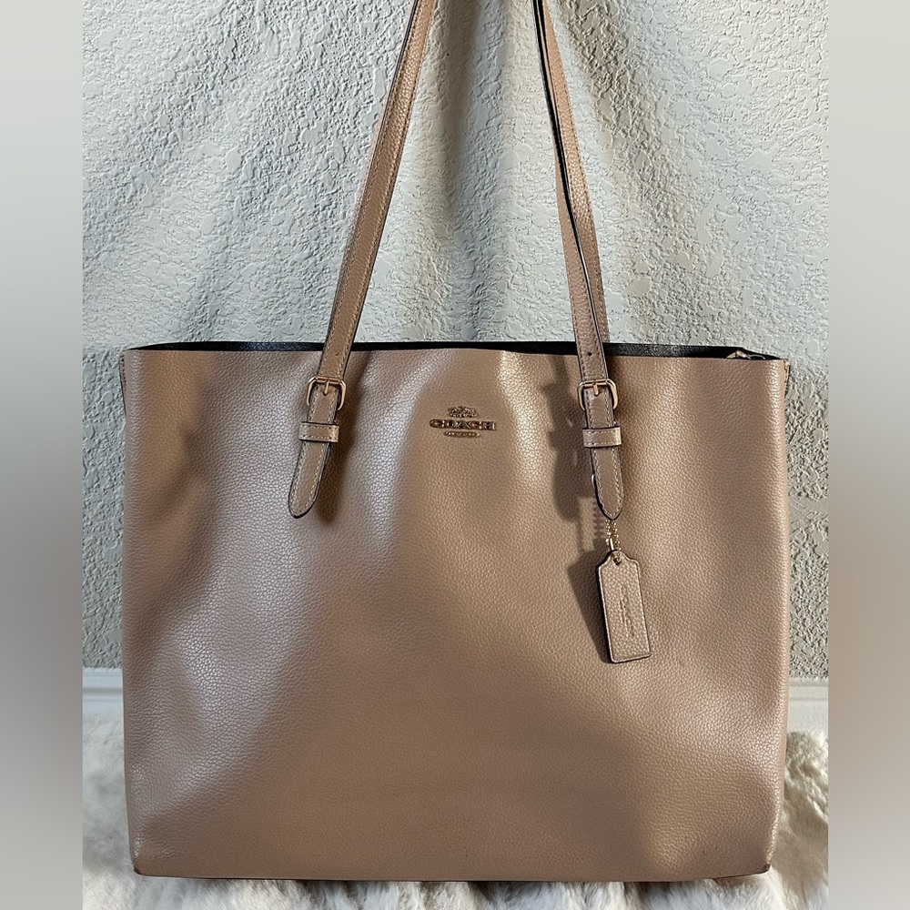 Coach Beige Leather Tote Bag